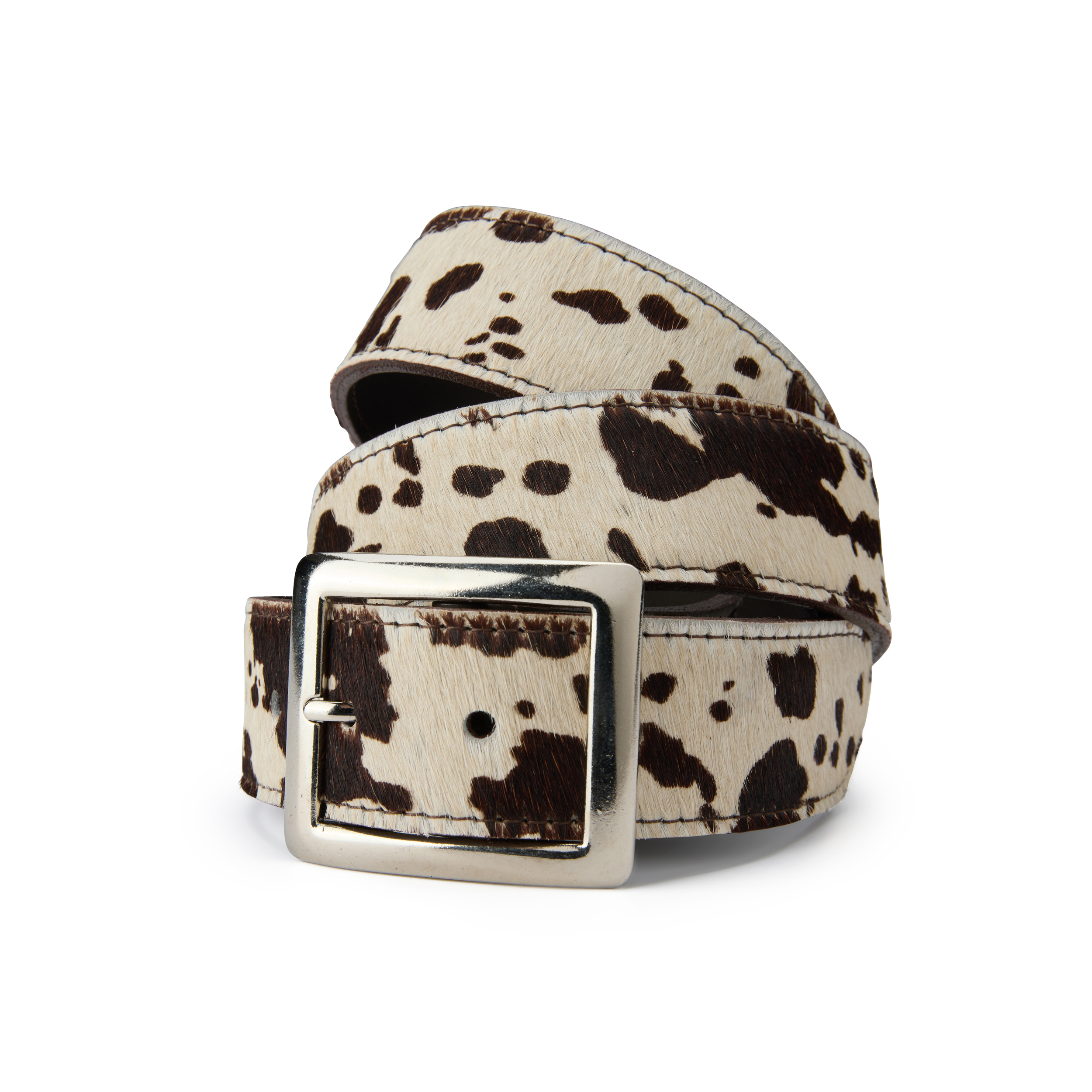 חגורת עור עבה- פרה חומה אבזם כסף